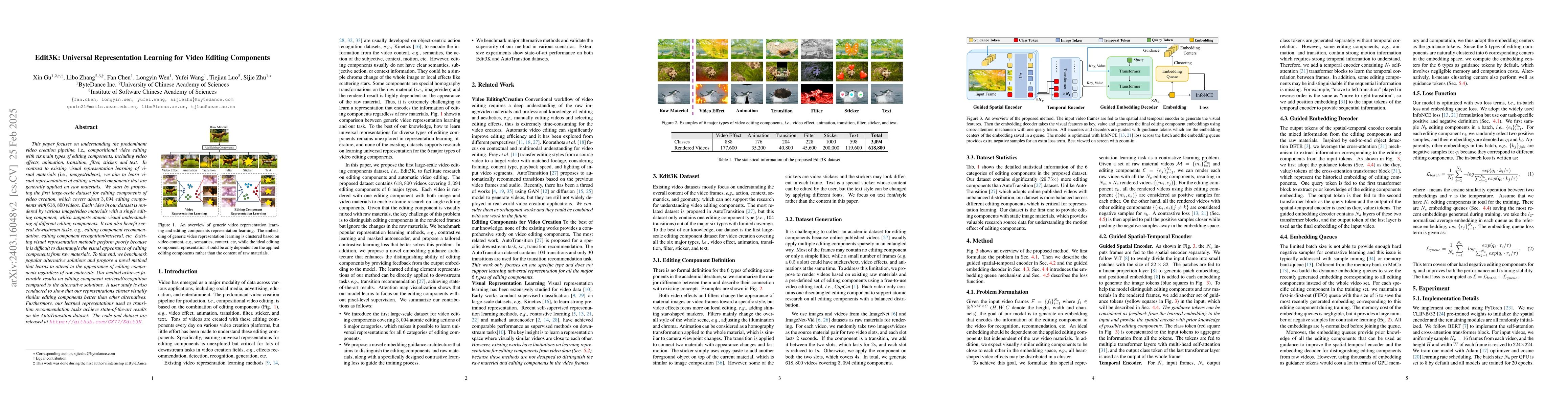 Thumbnail for Edit3K: Universal Representation Learning for Video Editing Components
