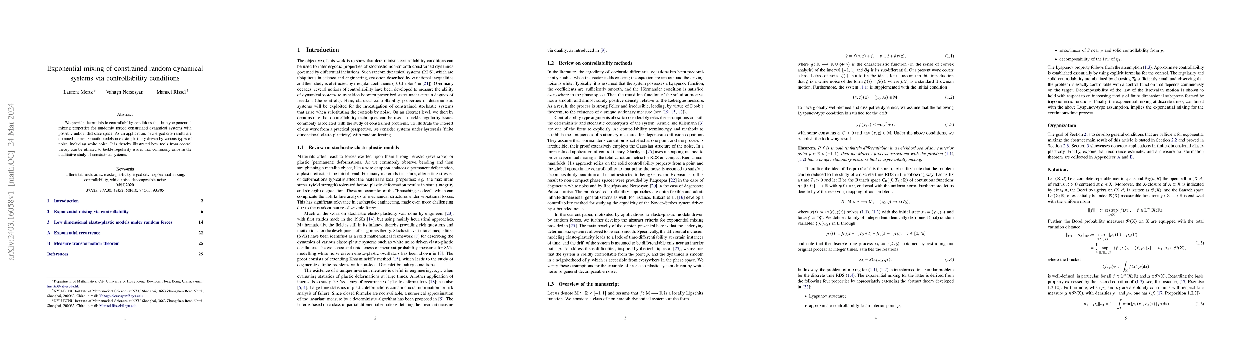 Thumbnail for Exponential mixing of constrained random dynamical systems via
  controllability conditions