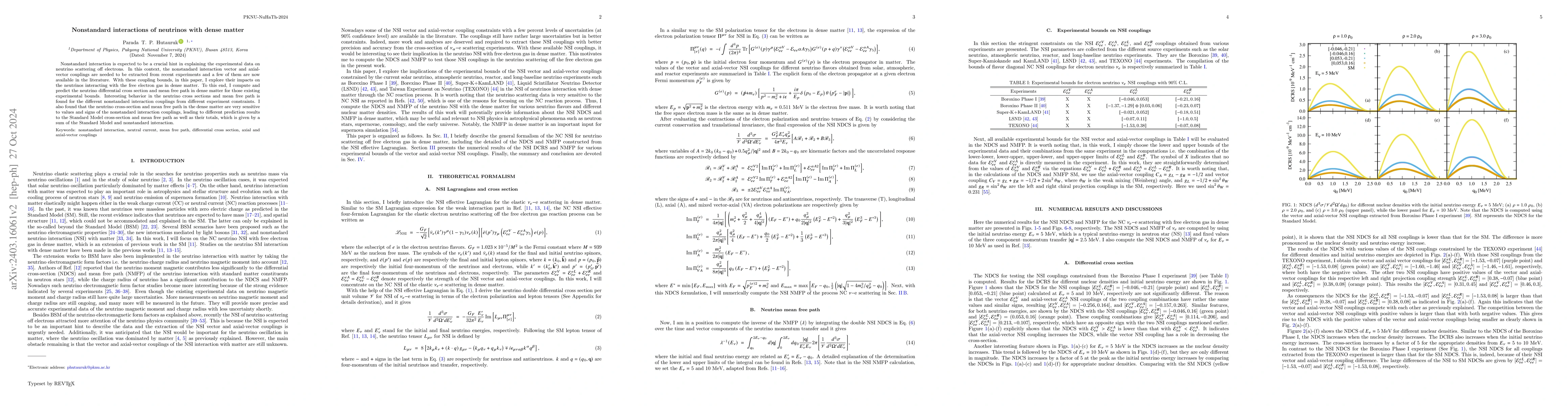 Thumbnail for Nonstandard interactions of neutrinos with dense matter