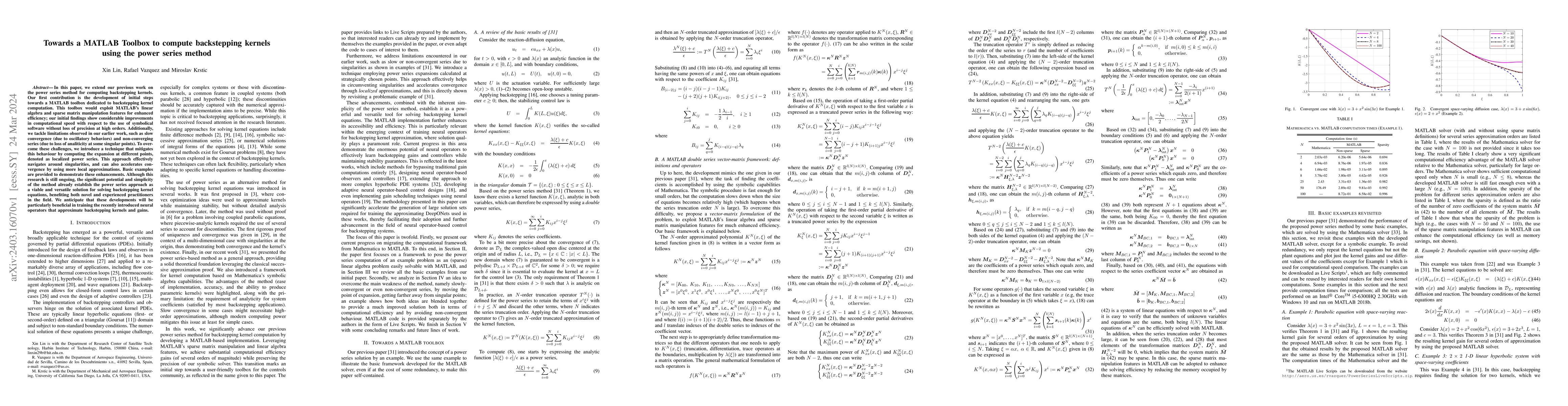 Thumbnail for Towards a MATLAB Toolbox to compute backstepping kernels using the power
  series method