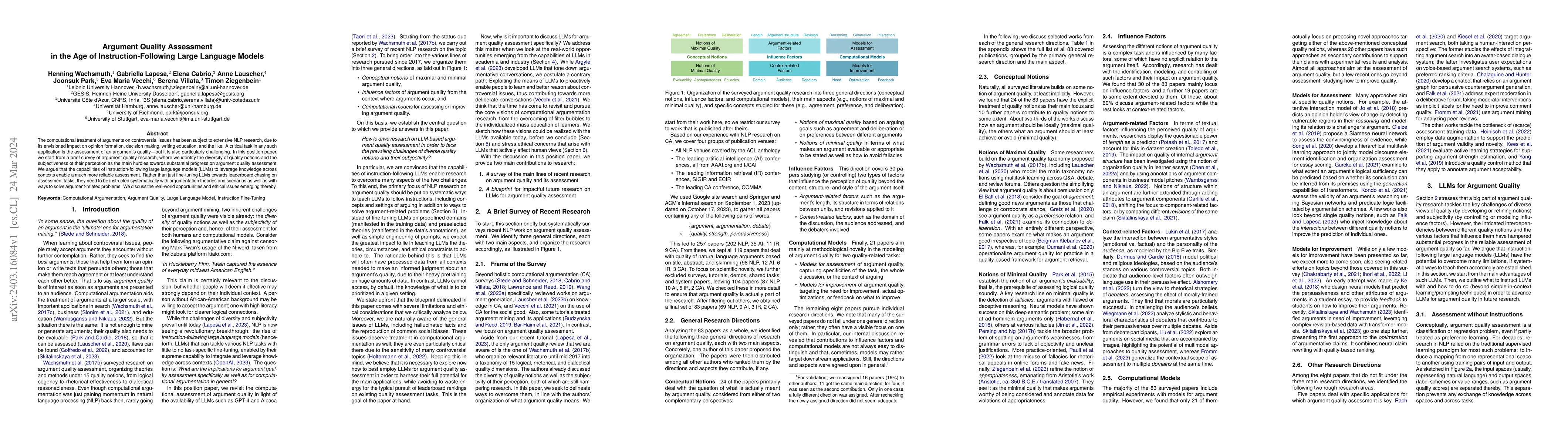 Thumbnail for Argument Quality Assessment in the Age of Instruction-Following Large
  Language Models