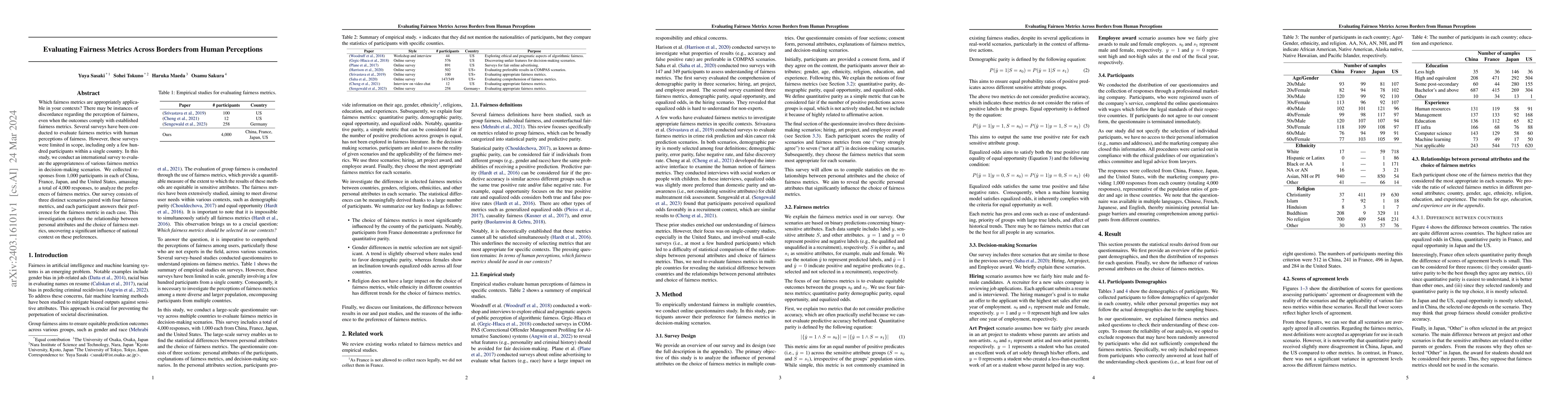 Thumbnail for Evaluating Fairness Metrics Across Borders from Human Perceptions