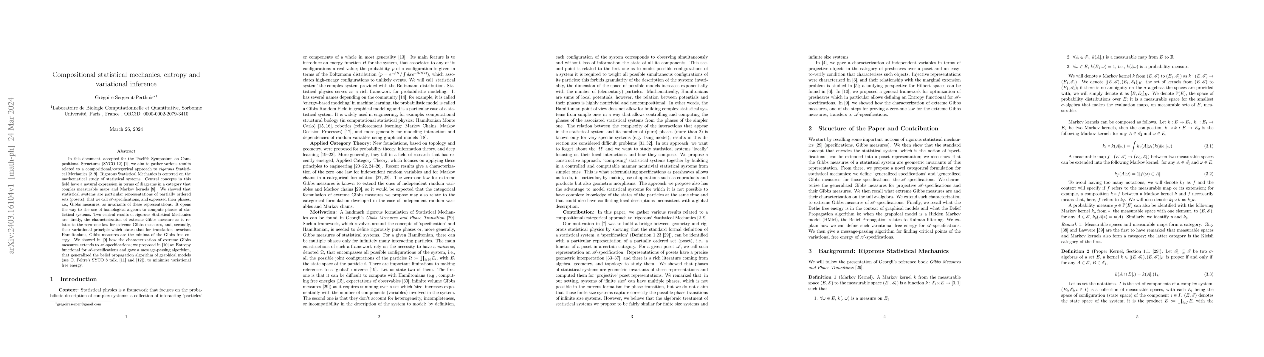 Thumbnail for Compositional statistical mechanics, entropy and variational inference