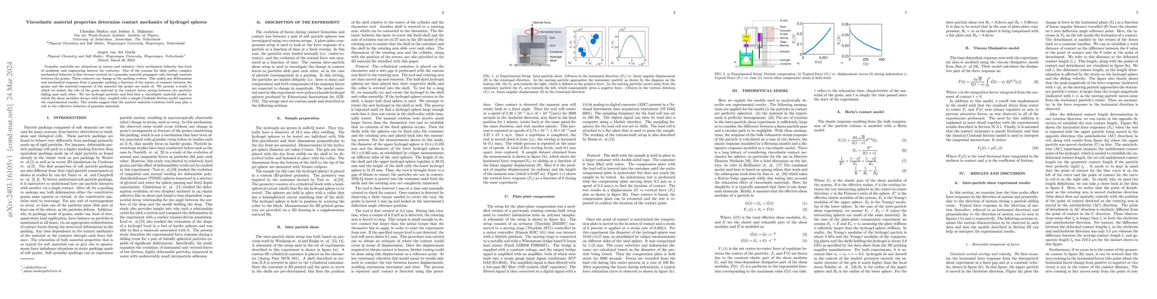 Thumbnail for Viscoelastic material properties determine contact mechanics of hydrogel
  spheres