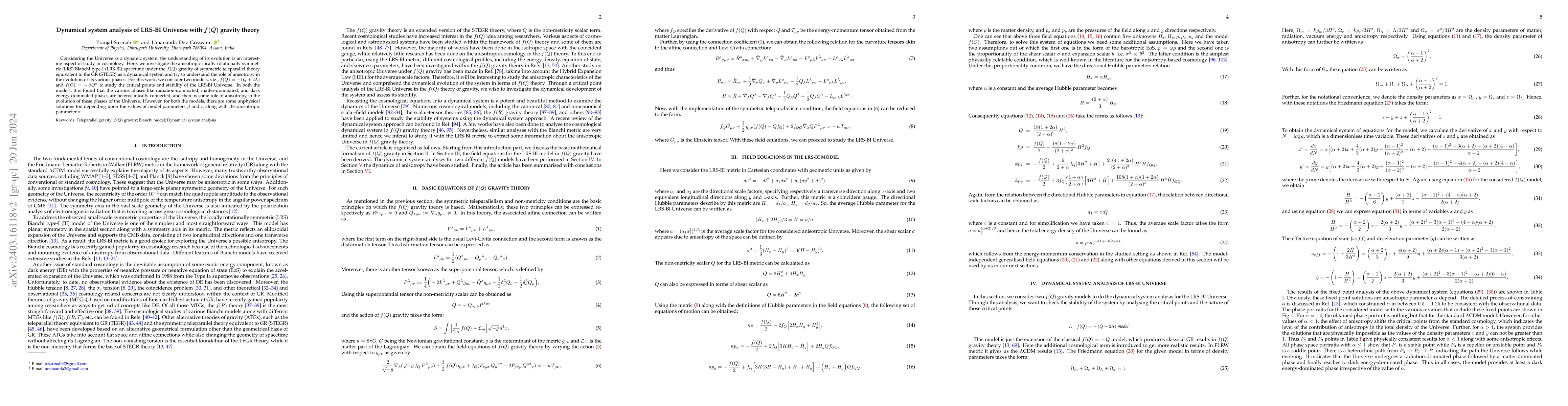 Thumbnail for Dynamical system analysis of LRS-BI Universe with f(Q) gravity theory