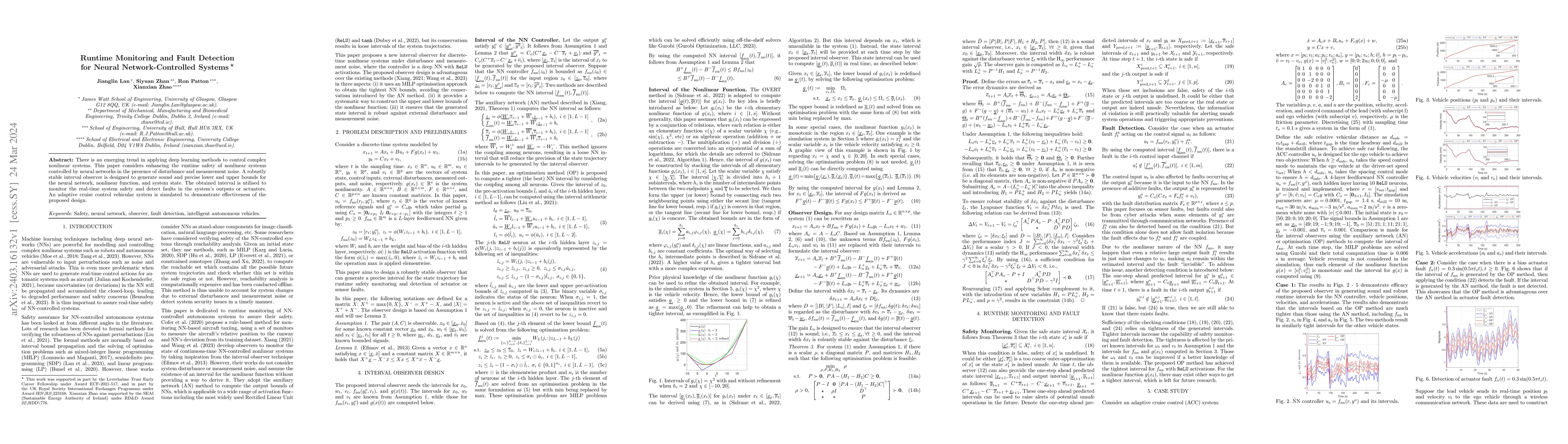 Thumbnail for Runtime Monitoring and Fault Detection for Neural Network-Controlled
  Systems