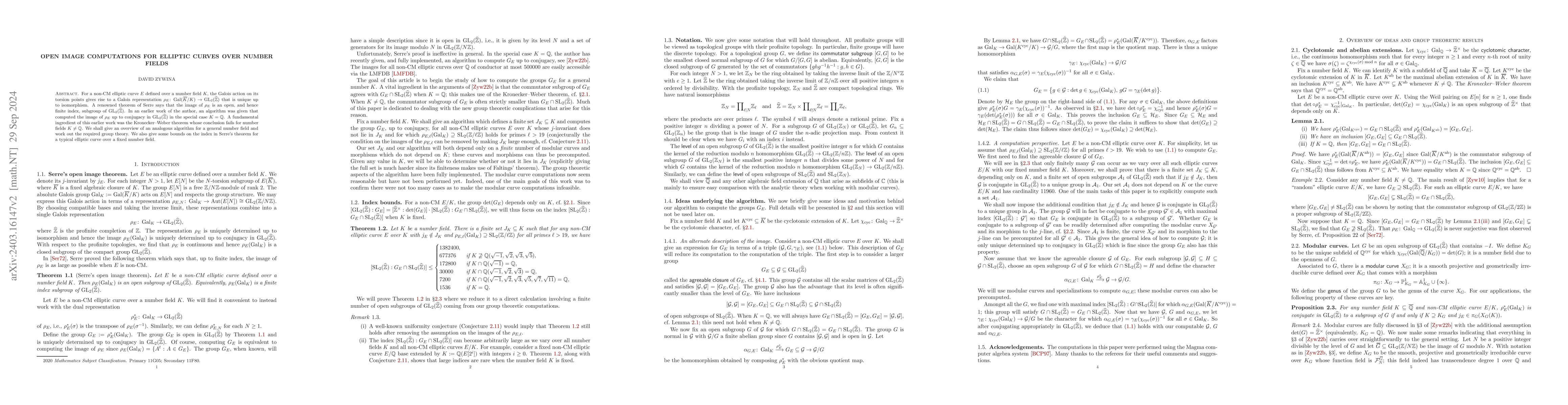 Thumbnail for Open image computations for elliptic curves over number fields
