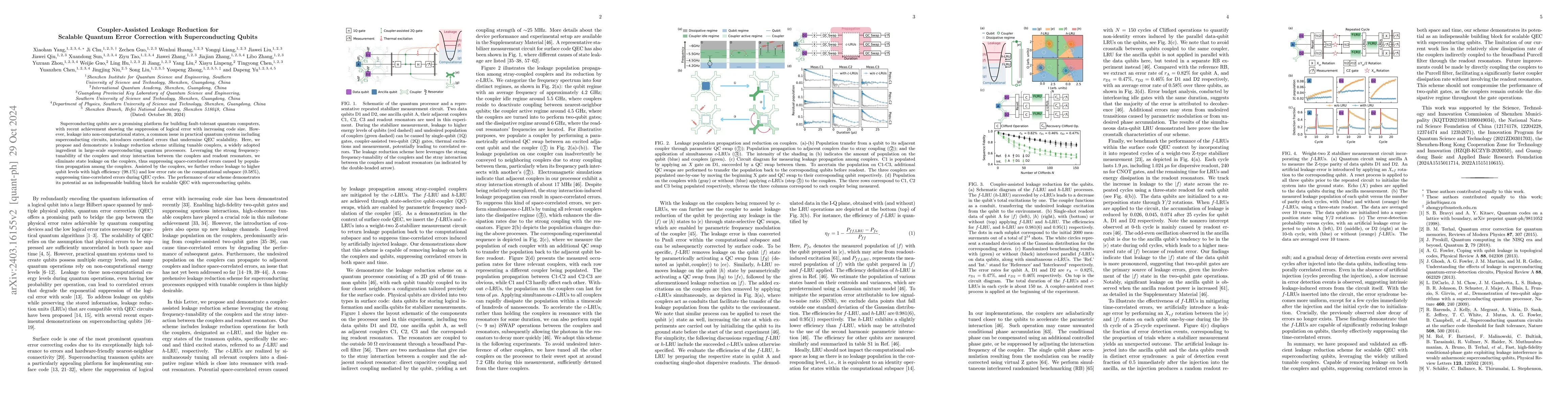 Thumbnail for Coupler-Assisted Leakage Reduction for Scalable Quantum Error Correction
  with Superconducting Qubits