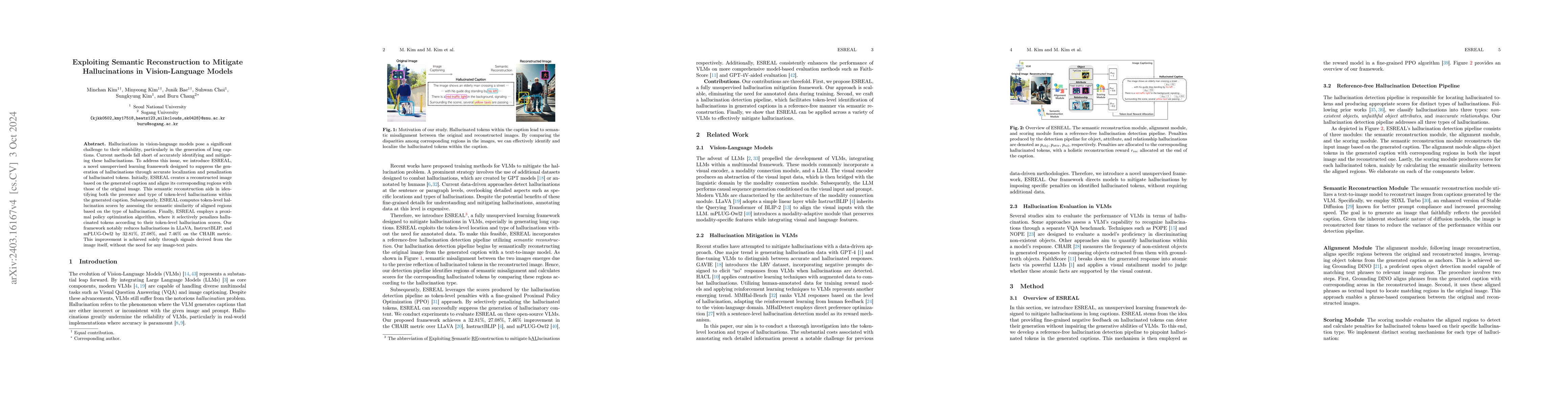 Thumbnail for Exploiting Semantic Reconstruction to Mitigate Hallucinations in
  Vision-Language Models