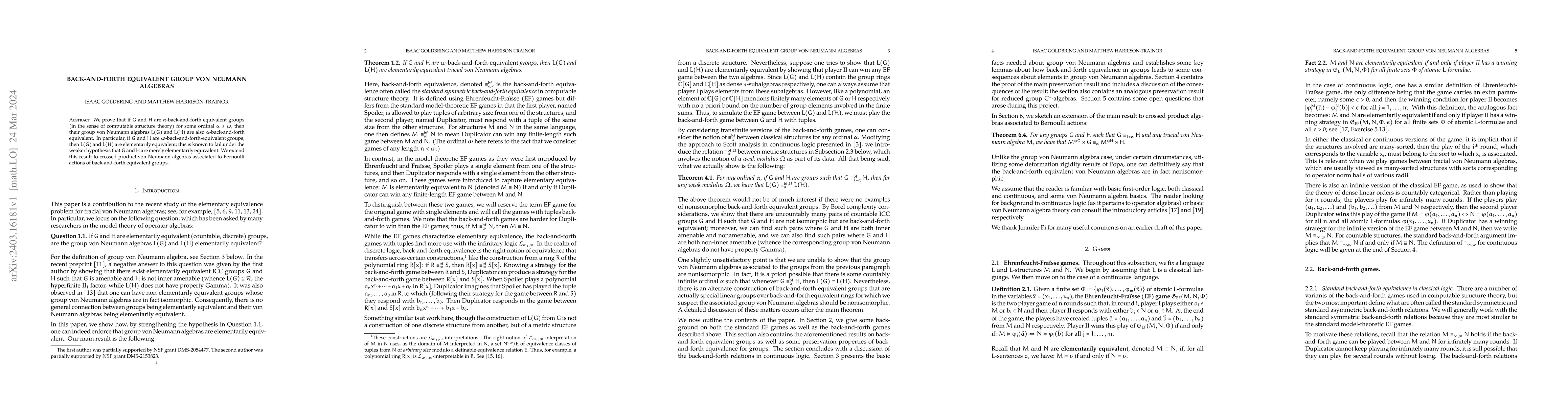 Thumbnail for Back-and-forth equivalent group von Neumann algebras