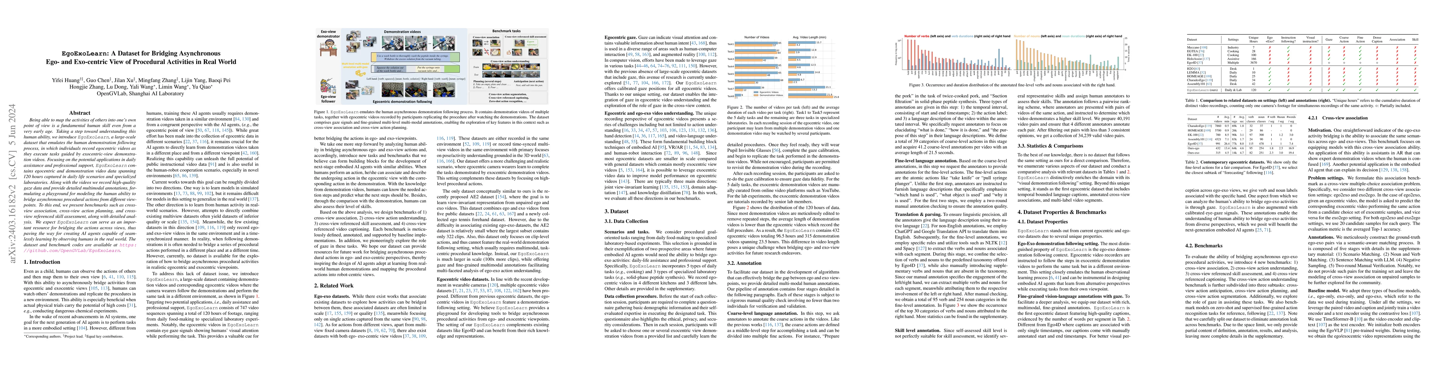 Thumbnail for EgoExoLearn: A Dataset for Bridging Asynchronous Ego- and Exo-centric
  View of Procedural Activities in Real World