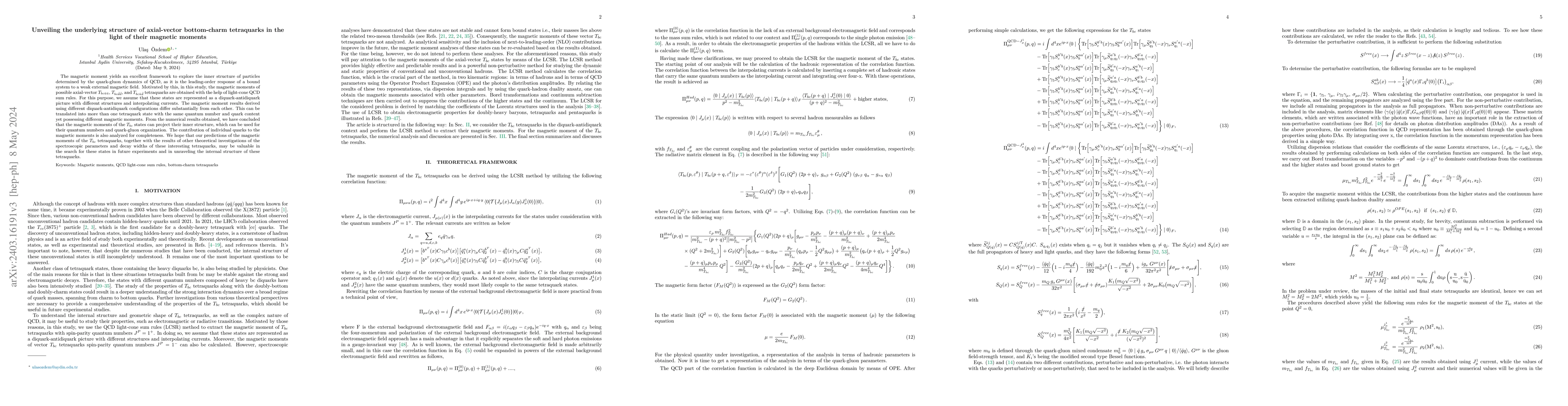Thumbnail for Unveiling the underlying structure of axial-vector bottom-charm
  tetraquarks in the light of their magnetic moments
