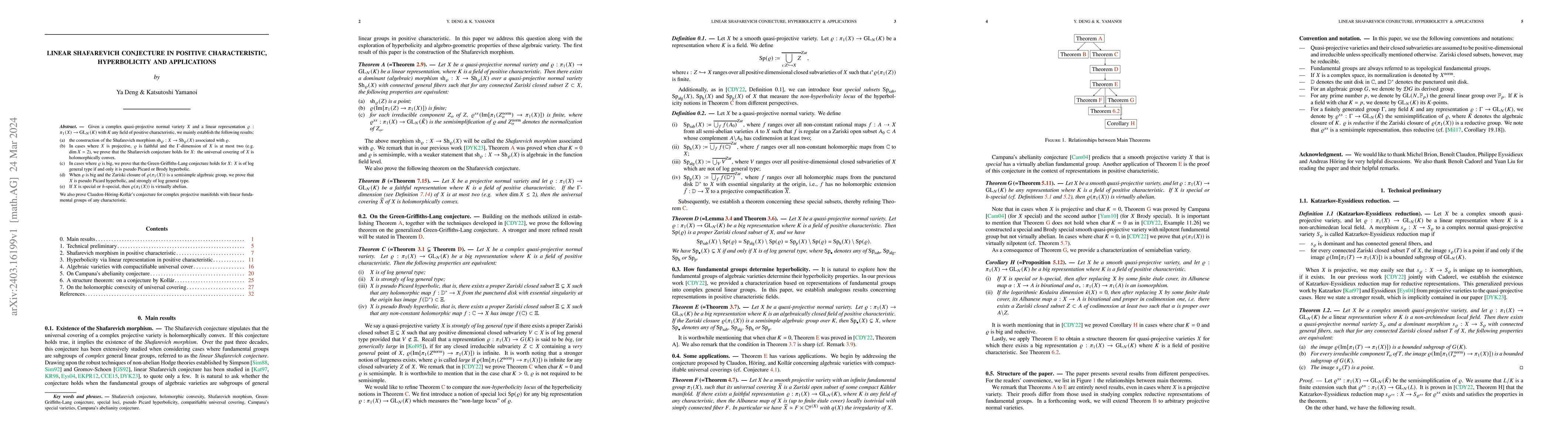 Thumbnail for Linear Shafarevich Conjecture in positive characteristic, Hyperbolicity
  and Applications