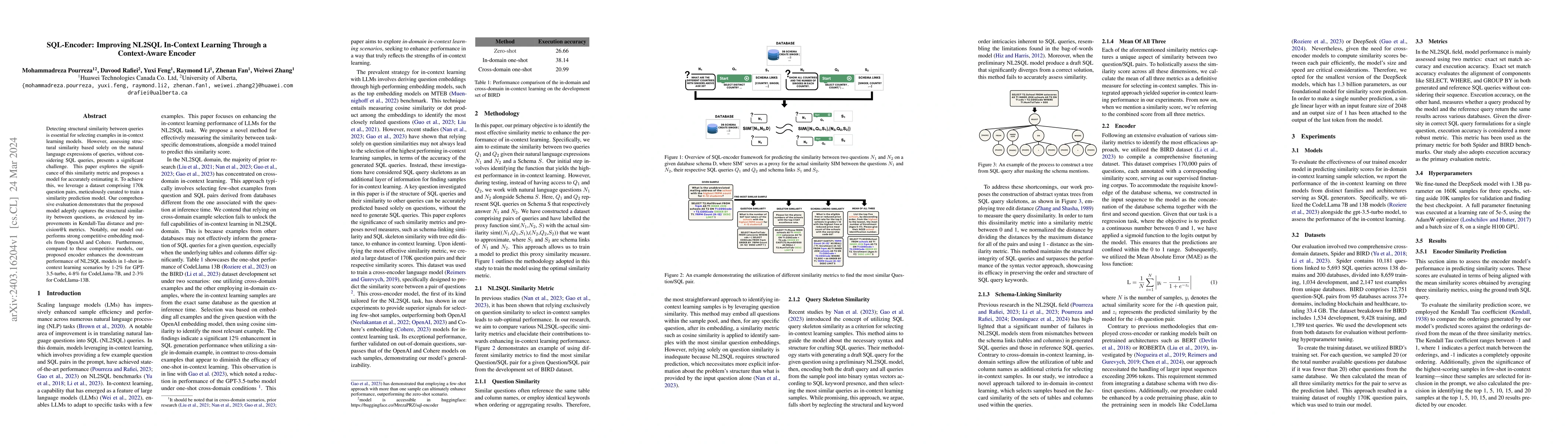 Thumbnail for SQL-Encoder: Improving NL2SQL In-Context Learning Through a
  Context-Aware Encoder