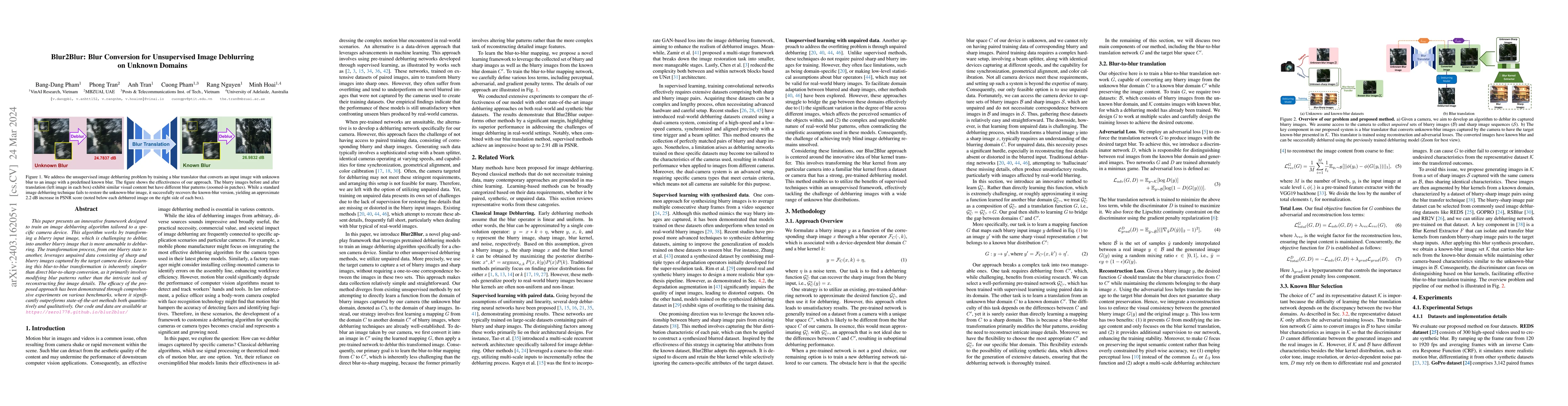 Thumbnail for Blur2Blur: Blur Conversion for Unsupervised Image Deblurring on Unknown
  Domains