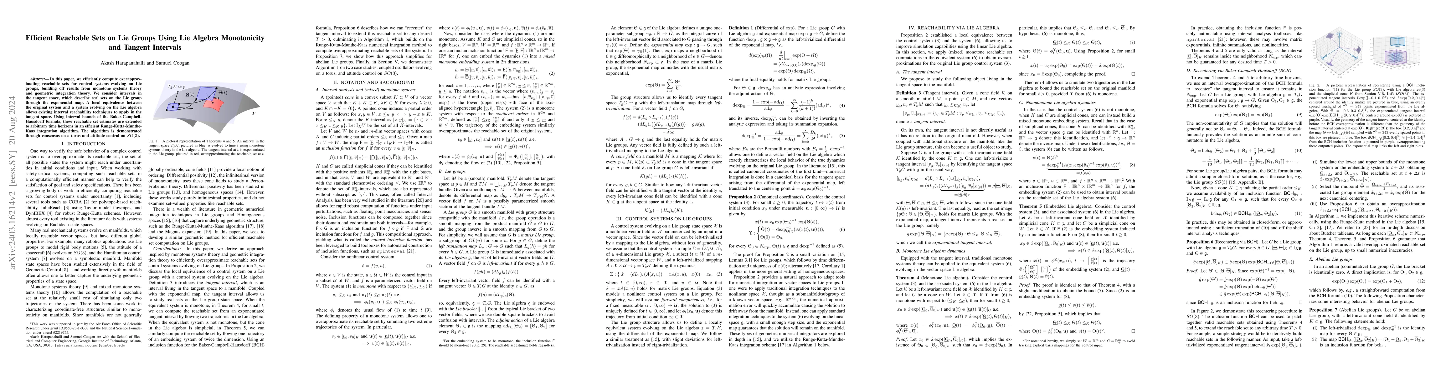 Thumbnail for Efficient Reachable Sets on Lie Groups Using Lie Algebra Monotonicity
  and Tangent Intervals