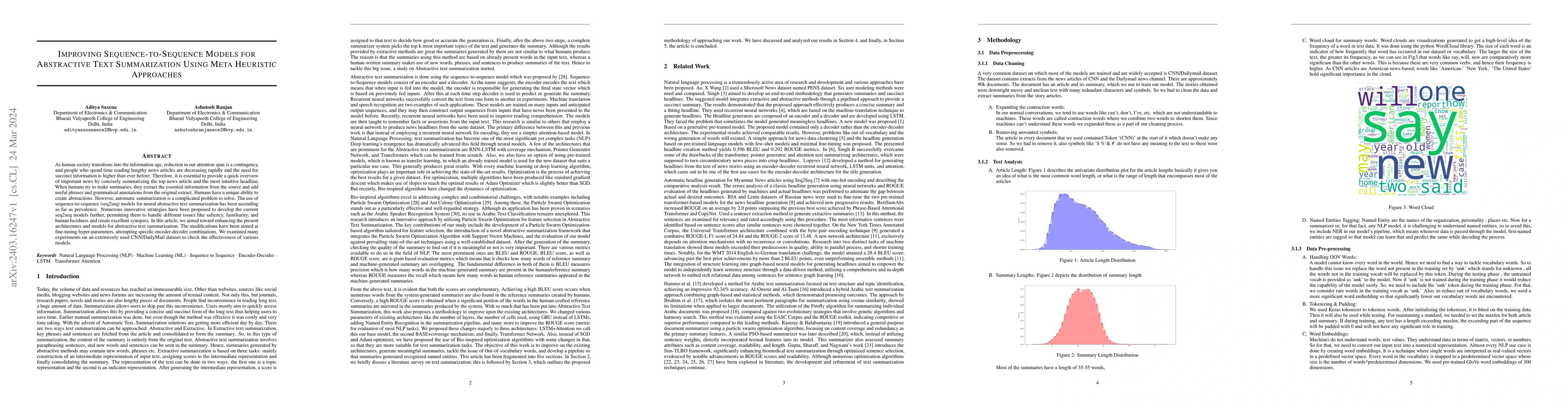 Thumbnail for Improving Sequence-to-Sequence Models for Abstractive Text Summarization
  Using Meta Heuristic Approaches
