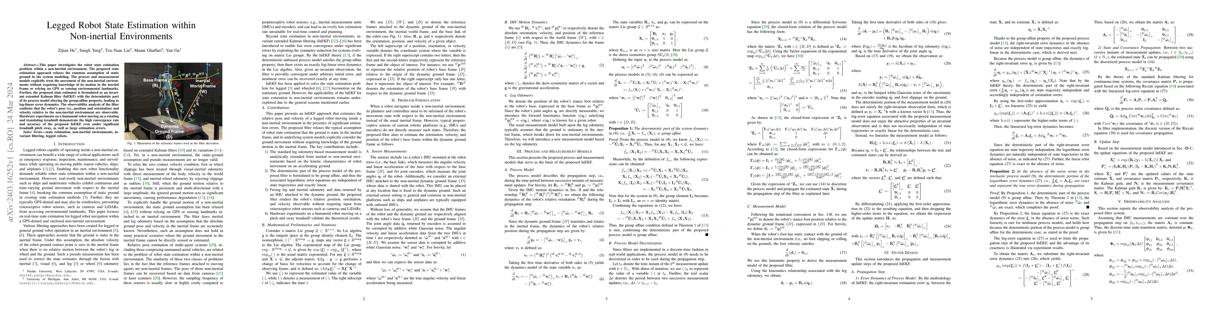 Thumbnail for Legged Robot State Estimation within Non-inertial Environments