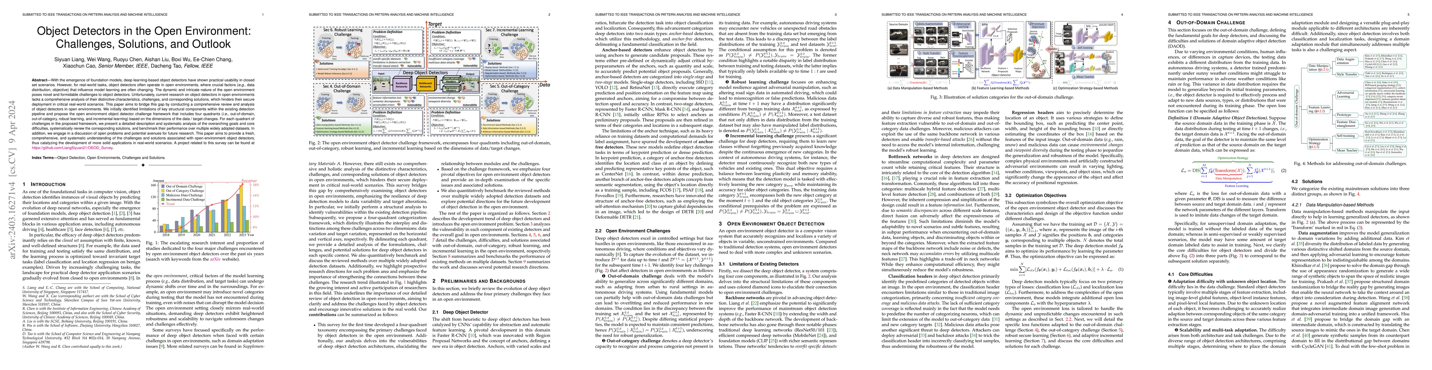 Thumbnail for Object Detectors in the Open Environment: Challenges, Solutions, and
  Outlook