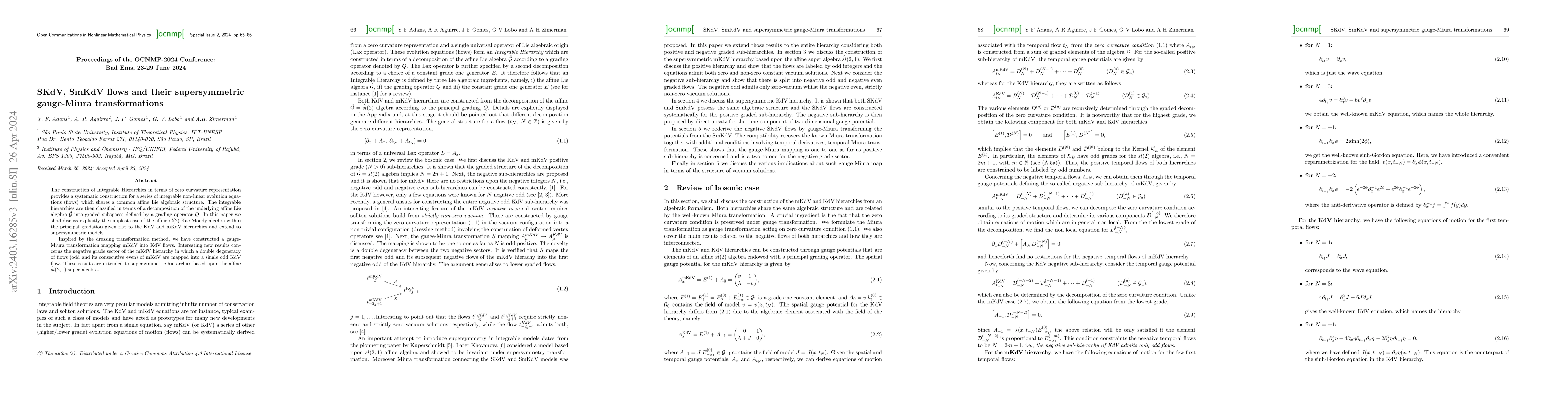 Thumbnail for SKdV, SmKdV flows and their supersymmetric gauge-Miura transformations