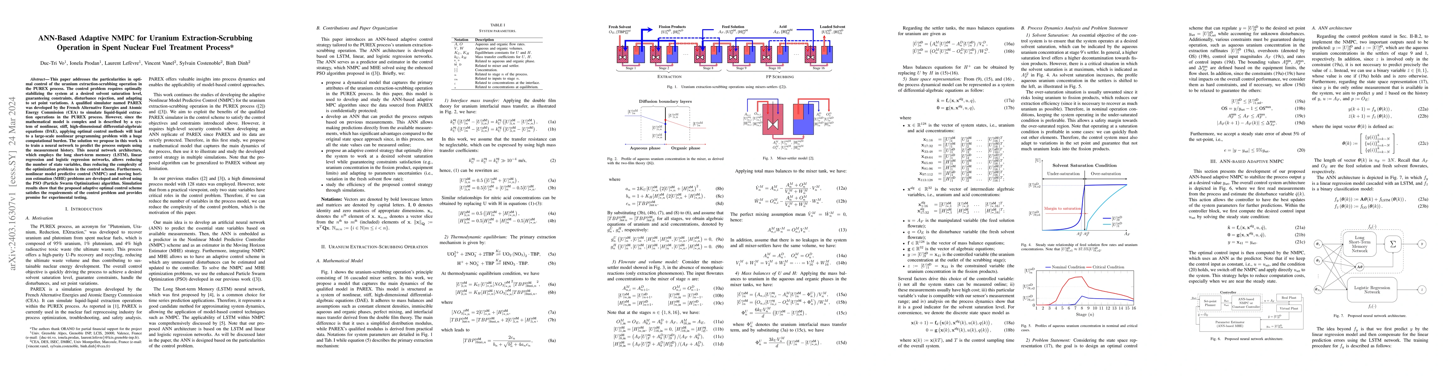 Thumbnail for ANN-Based Adaptive NMPC for Uranium Extraction-Scrubbing Operation in
  Spent Nuclear Fuel Treatment Process