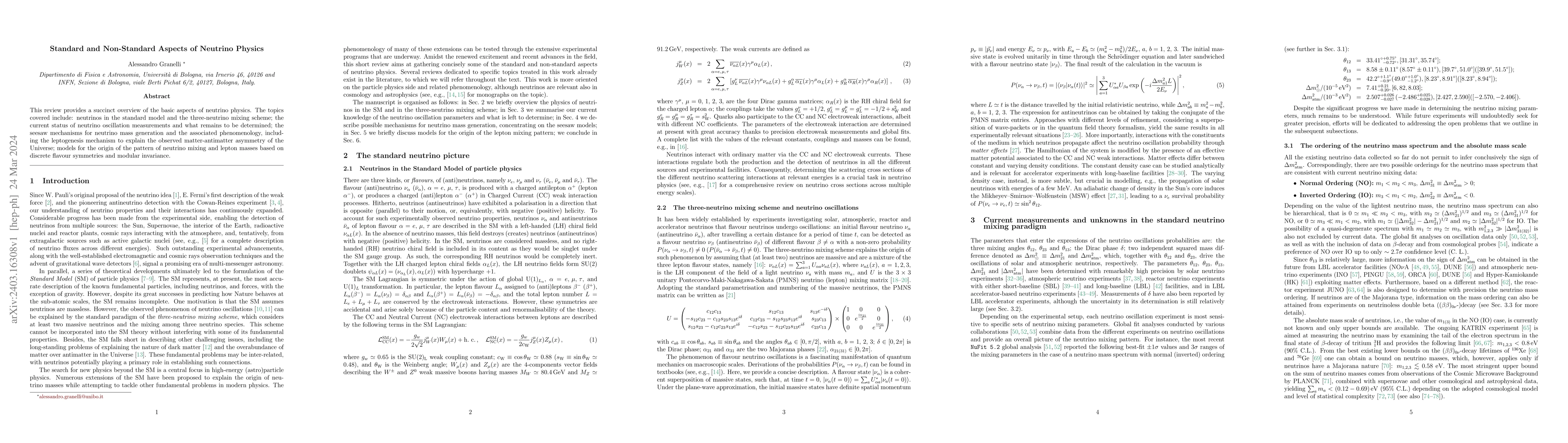 Thumbnail for Standard and Non-Standard Aspects of Neutrino Physics