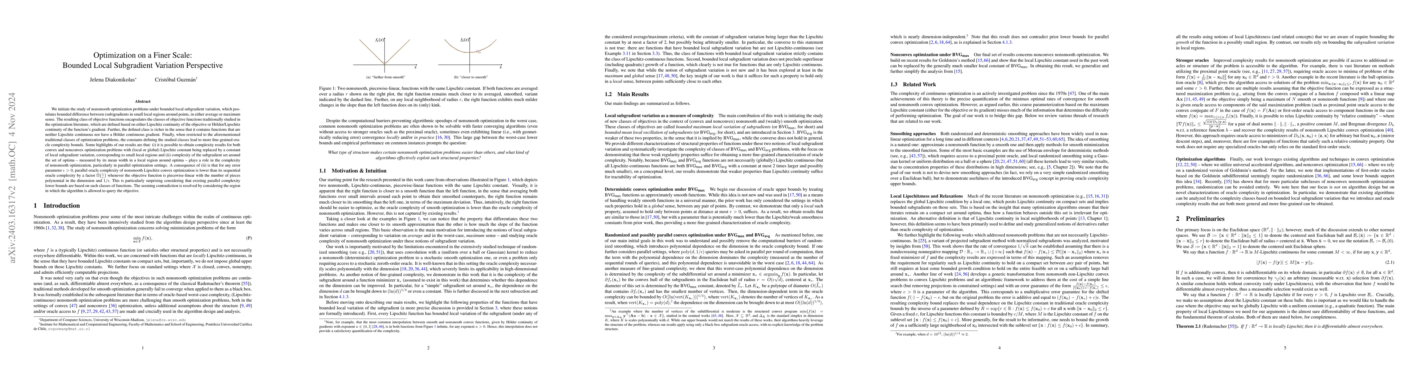Thumbnail for Optimization on a Finer Scale: Bounded Local Subgradient Variation
  Perspective