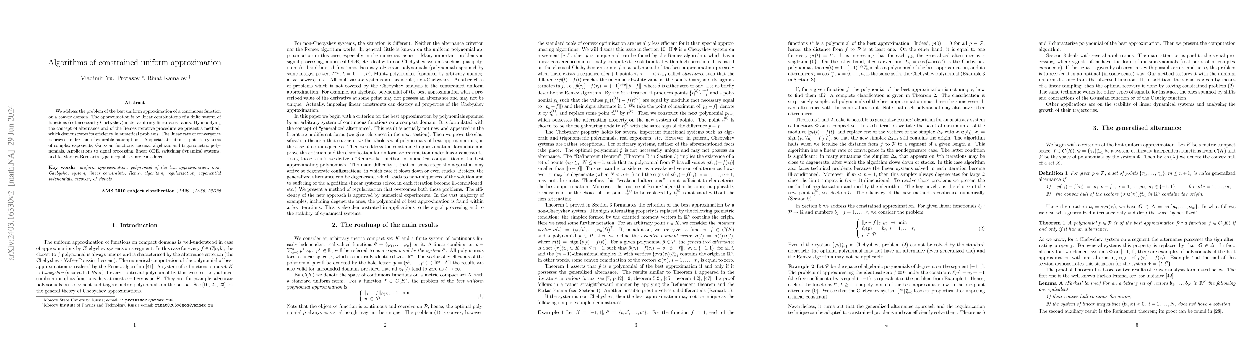 Thumbnail for Algorithms of constrained uniform approximation