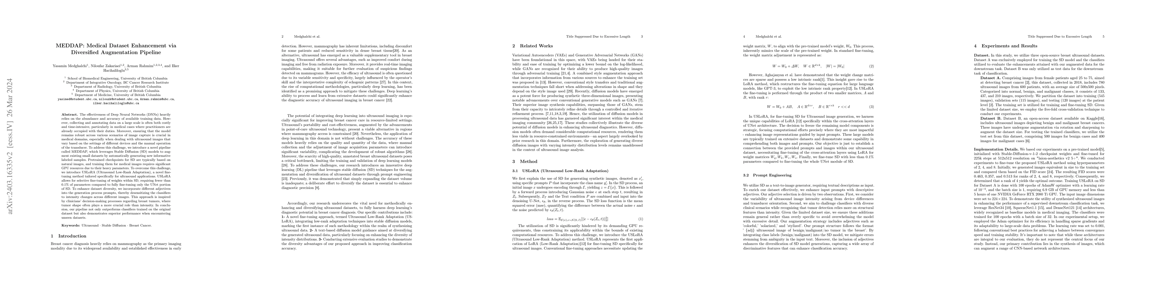 Thumbnail for MEDDAP: Medical Dataset Enhancement via Diversified Augmentation
  Pipeline