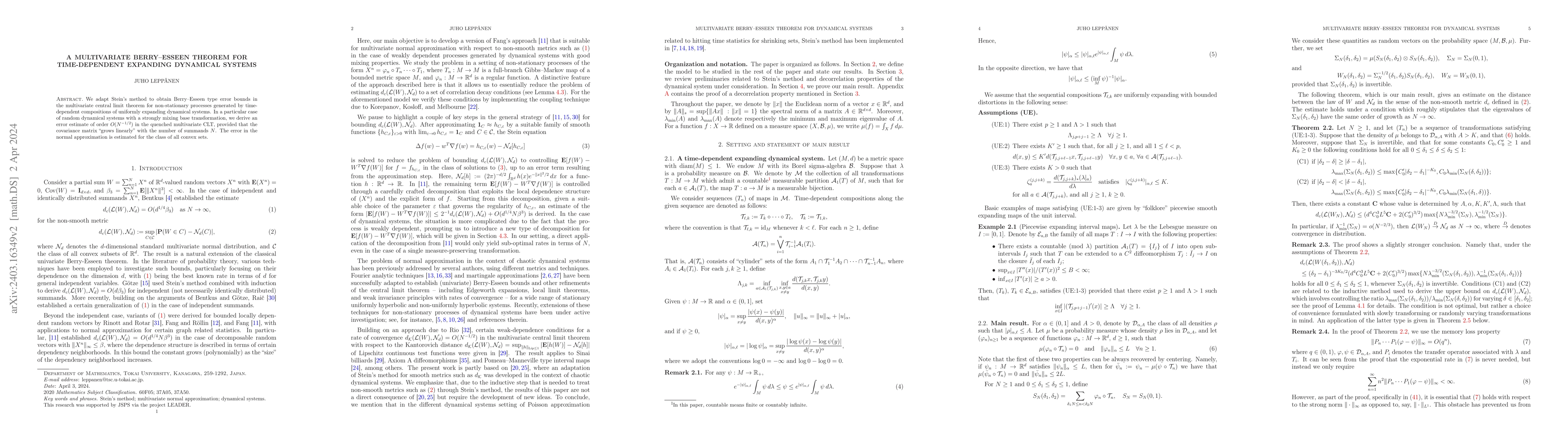 Thumbnail for A multivariate Berry--Esseen theorem for time-dependent expanding
  dynamical systems