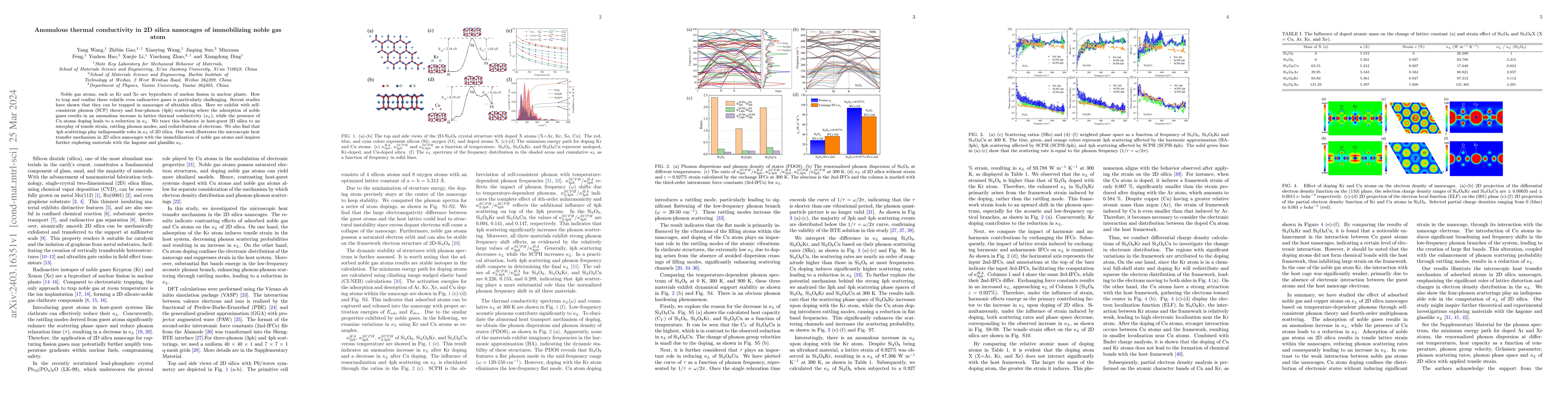 Thumbnail for Anomalous thermal conductivity in 2D silica nanocages of immobilizing
  noble gas atom