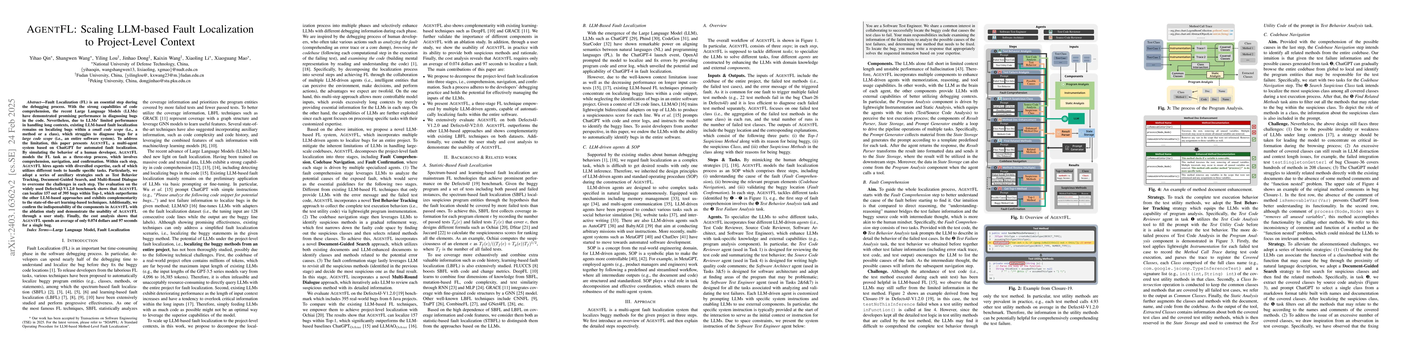 Thumbnail for AgentFL: Scaling LLM-based Fault Localization to Project-Level Context