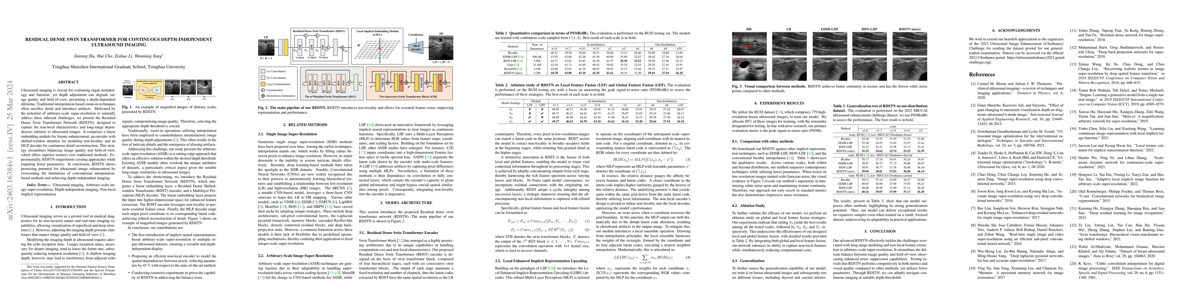 Thumbnail for Residual Dense Swin Transformer for Continuous Depth-Independent
  Ultrasound Imaging
