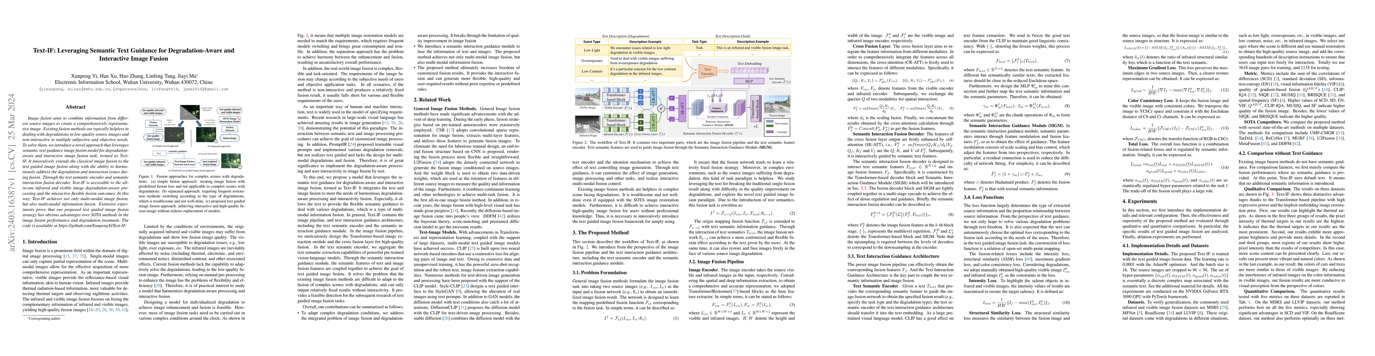 Thumbnail for Text-IF: Leveraging Semantic Text Guidance for Degradation-Aware and
  Interactive Image Fusion