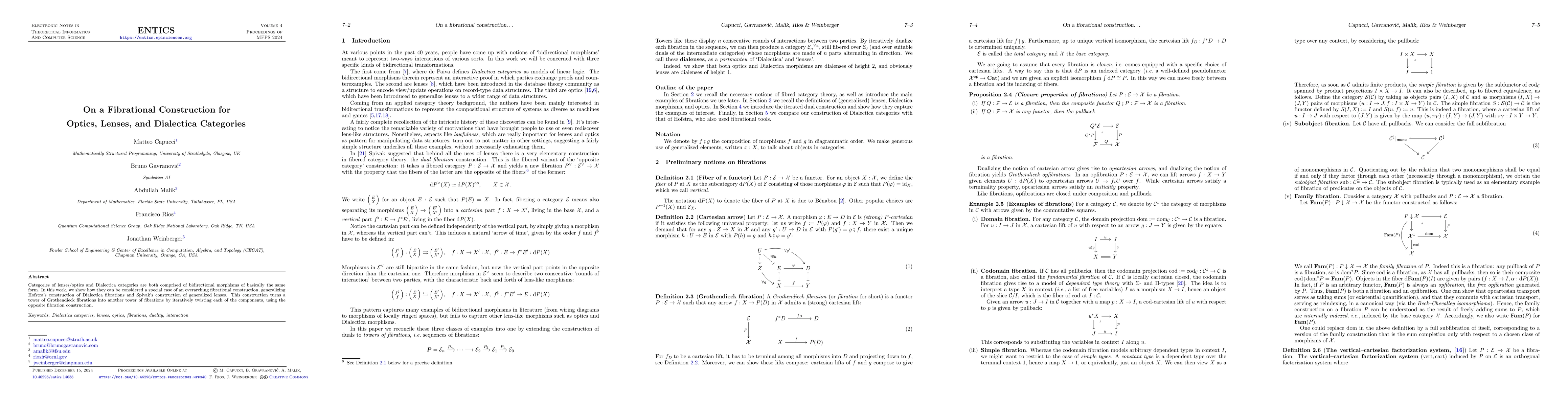 Thumbnail for On a fibrational construction for optics, lenses, and Dialectica
  categories