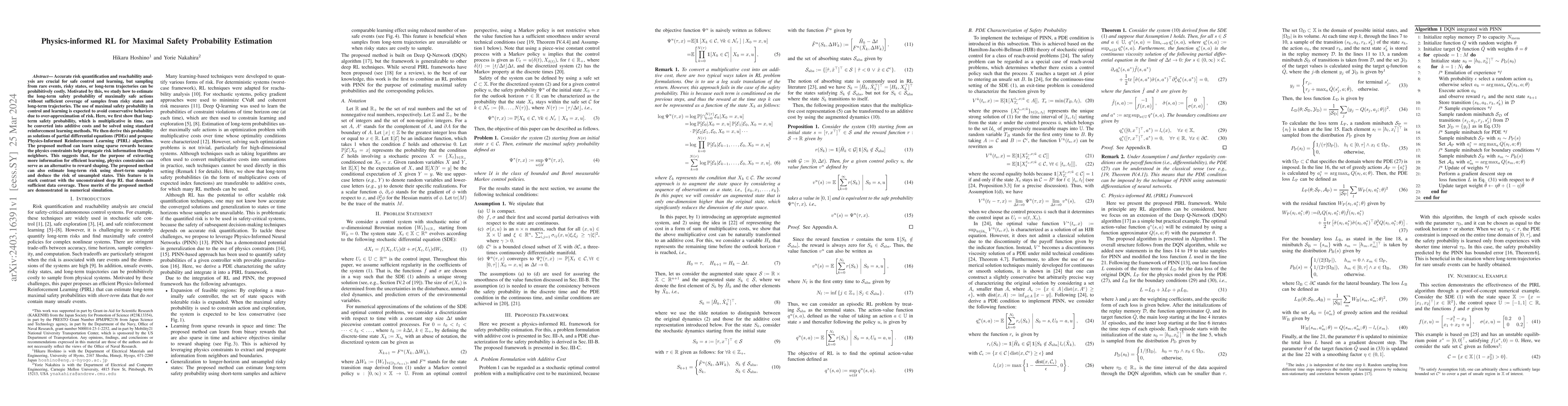 Thumbnail for Physics-informed RL for Maximal Safety Probability Estimation