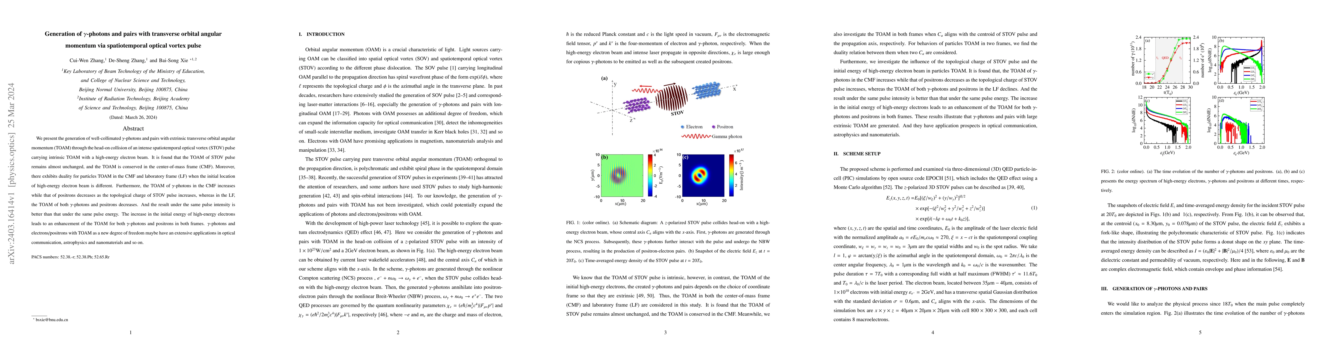 Thumbnail for Generation of $\gamma$-photons and pairs with transverse orbital angular
  momentum via spatiotemporal optical vortex pulse