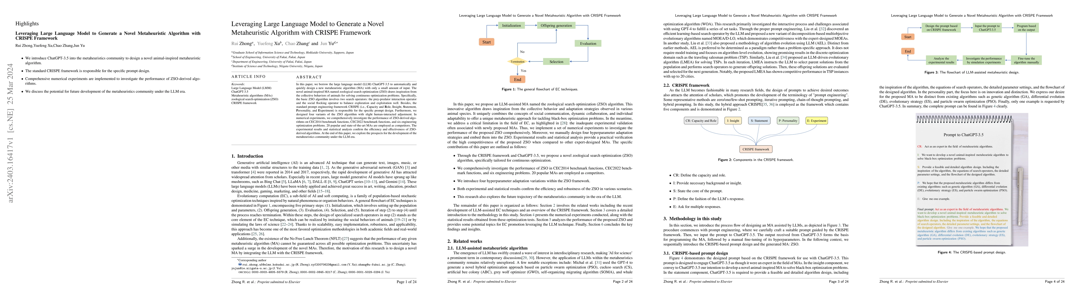 Thumbnail for Leveraging Large Language Model to Generate a Novel Metaheuristic
  Algorithm with CRISPE Framework
