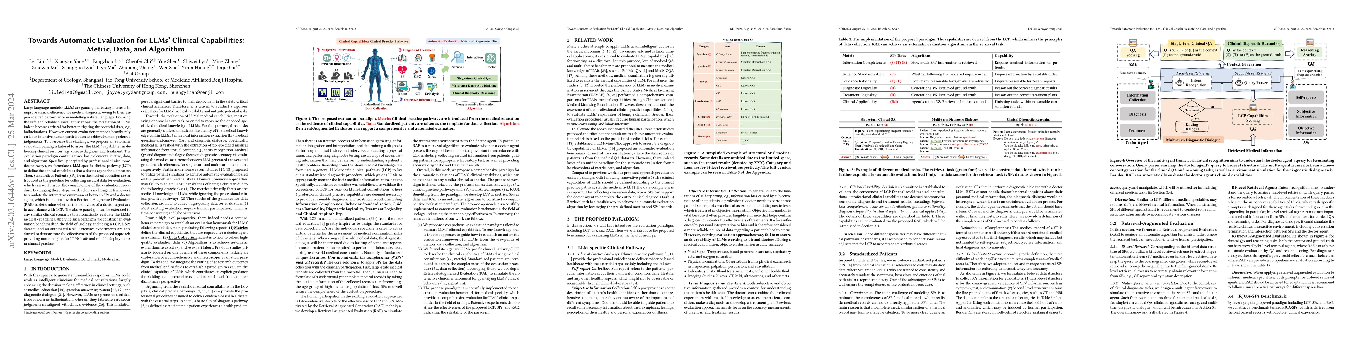 Thumbnail for Towards Automatic Evaluation for LLMs' Clinical Capabilities: Metric,
  Data, and Algorithm