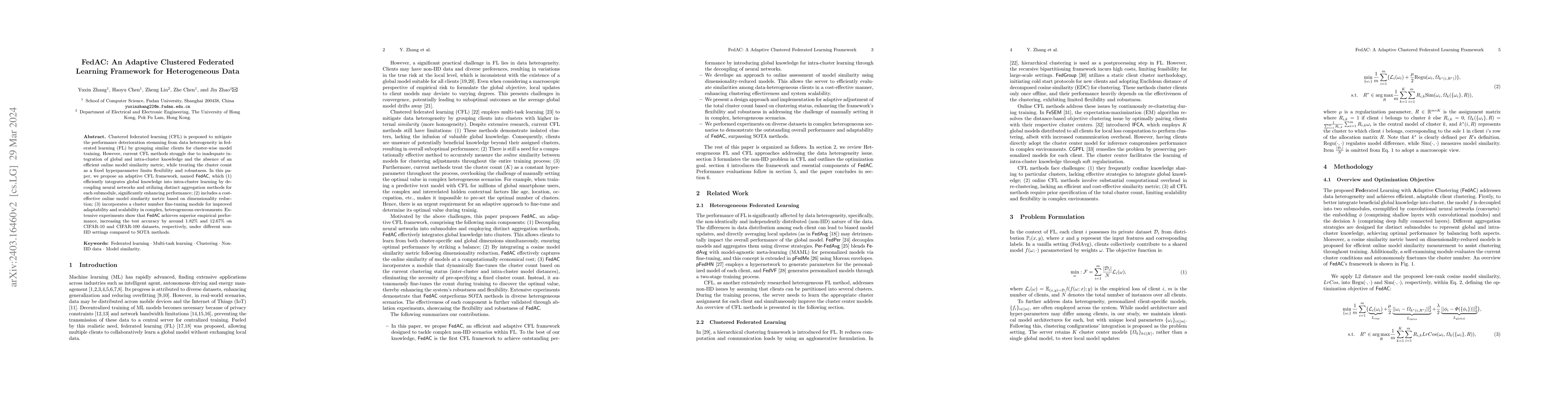 Thumbnail for FedAC: An Adaptive Clustered Federated Learning Framework for
  Heterogeneous Data