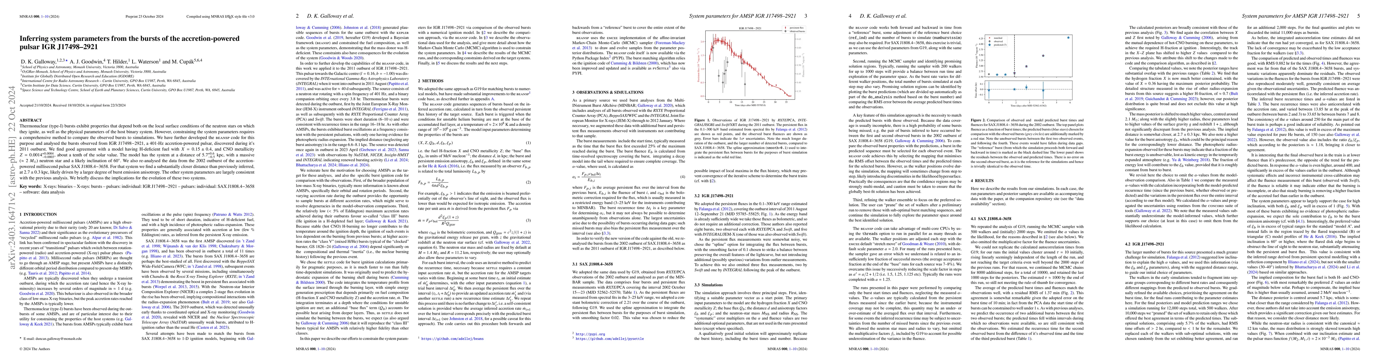Thumbnail for Inferring system parameters from the bursts of the accretion-powered
  pulsar IGR J17498-2921