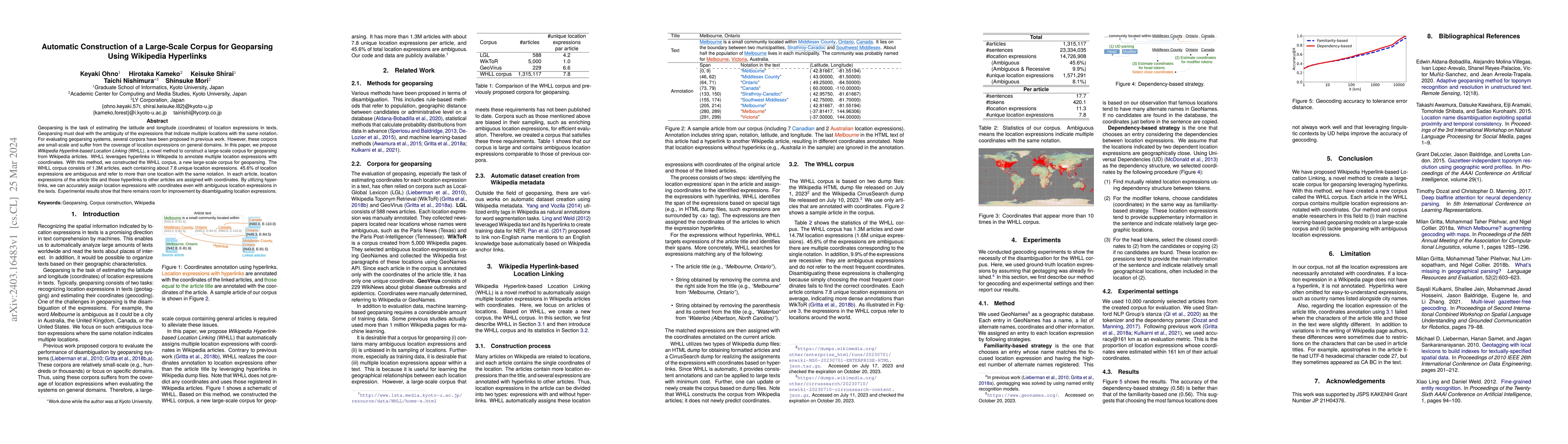 Thumbnail for Automatic Construction of a Large-Scale Corpus for Geoparsing Using
  Wikipedia Hyperlinks