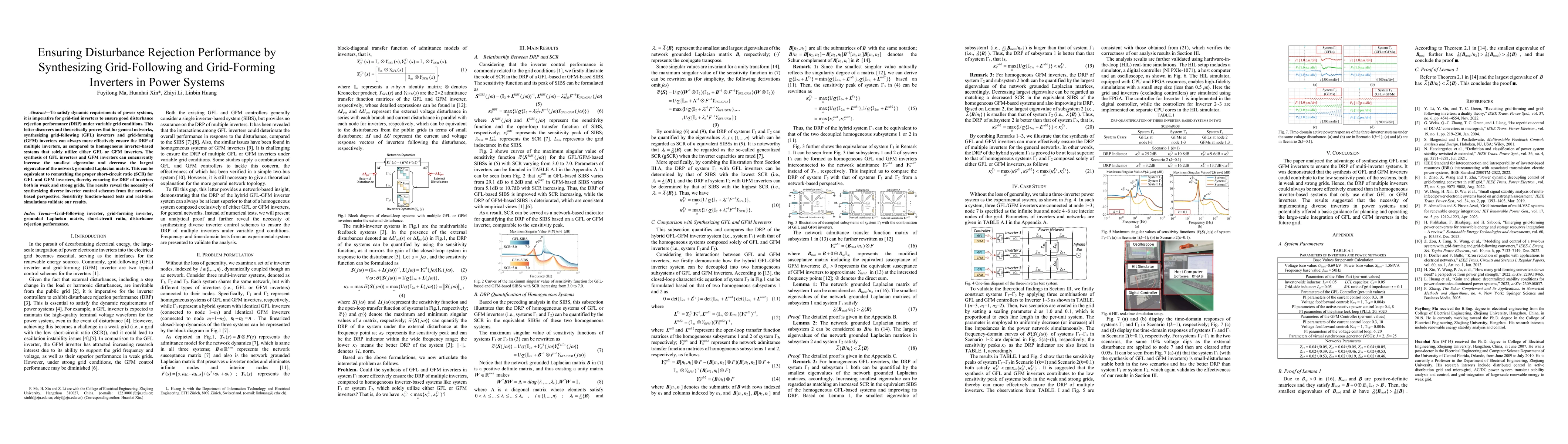 Thumbnail for Ensuring Disturbance Rejection Performance by Synthesizing
  Grid-Following and Grid-Forming Inverters in Power Systems