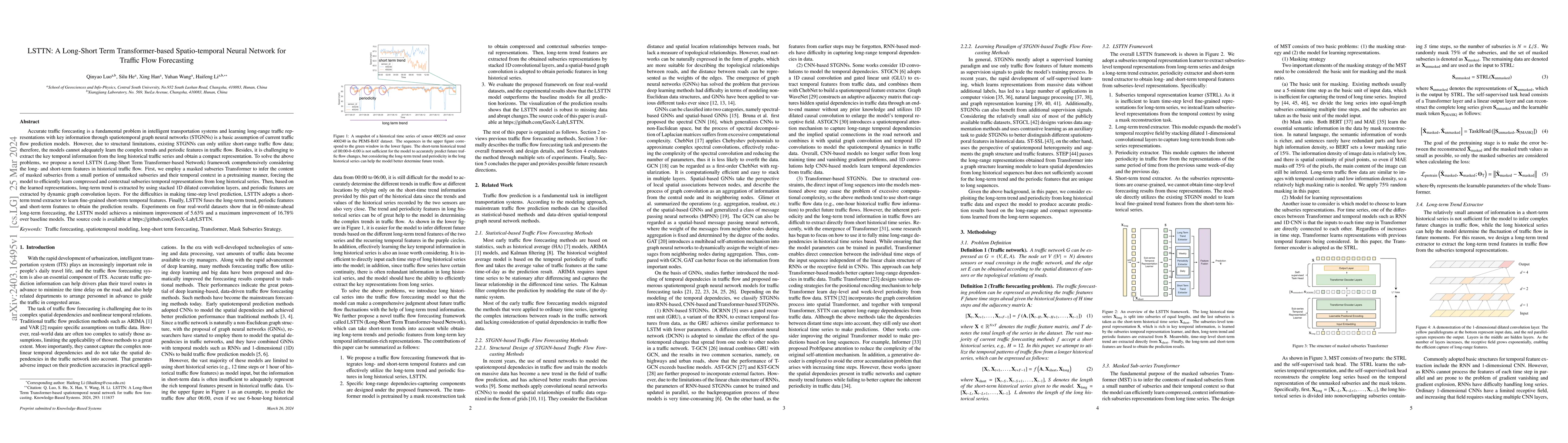 Thumbnail for LSTTN: A Long-Short Term Transformer-based Spatio-temporal Neural
  Network for Traffic Flow Forecasting