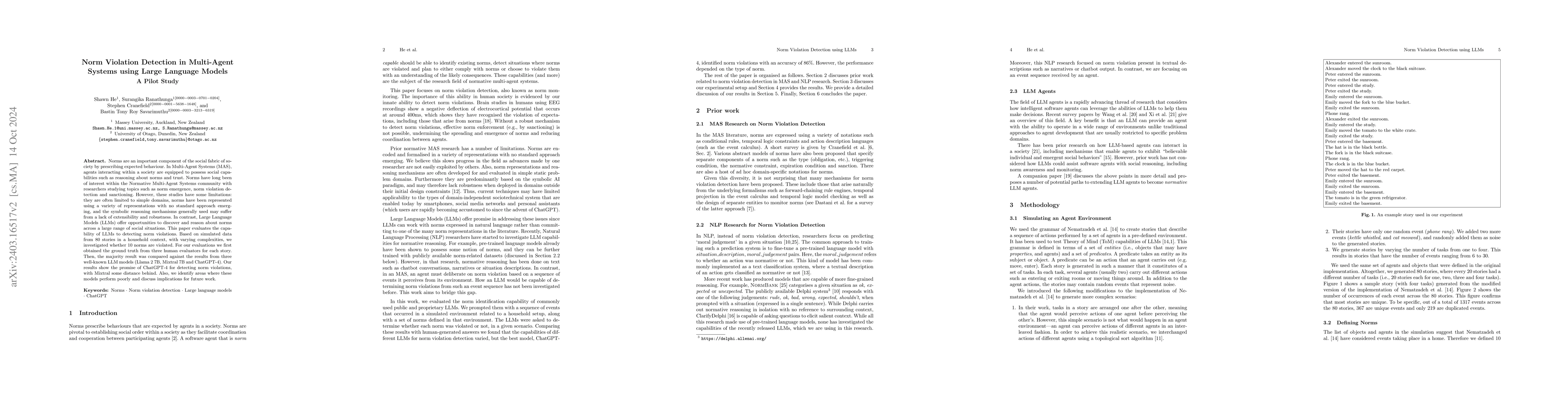 Thumbnail for Norm Violation Detection in Multi-Agent Systems using Large Language
  Models: A Pilot Study