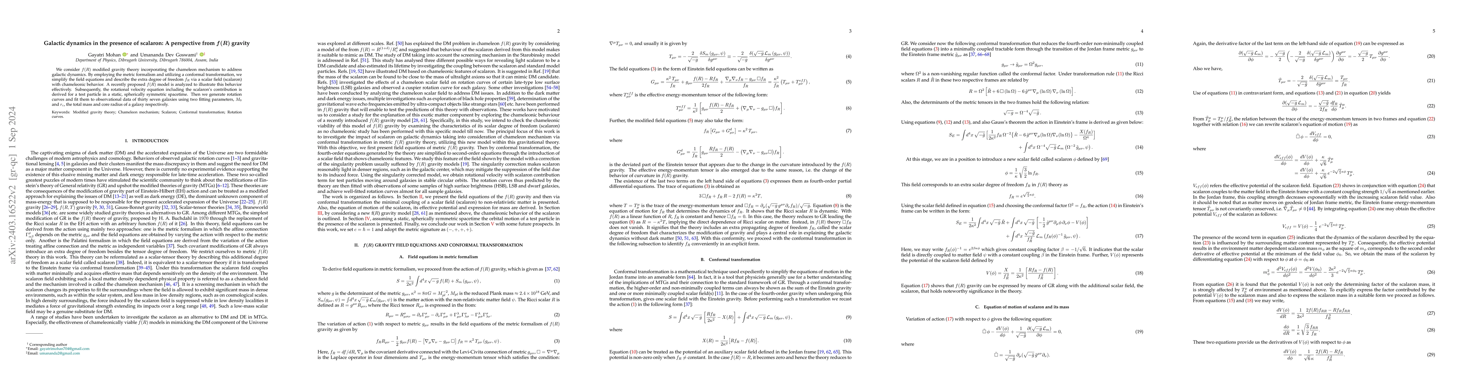 Thumbnail for Galactic dynamics in the presence of scalaron: A perspective from
  $\boldsymbol{f(R)}$ gravity