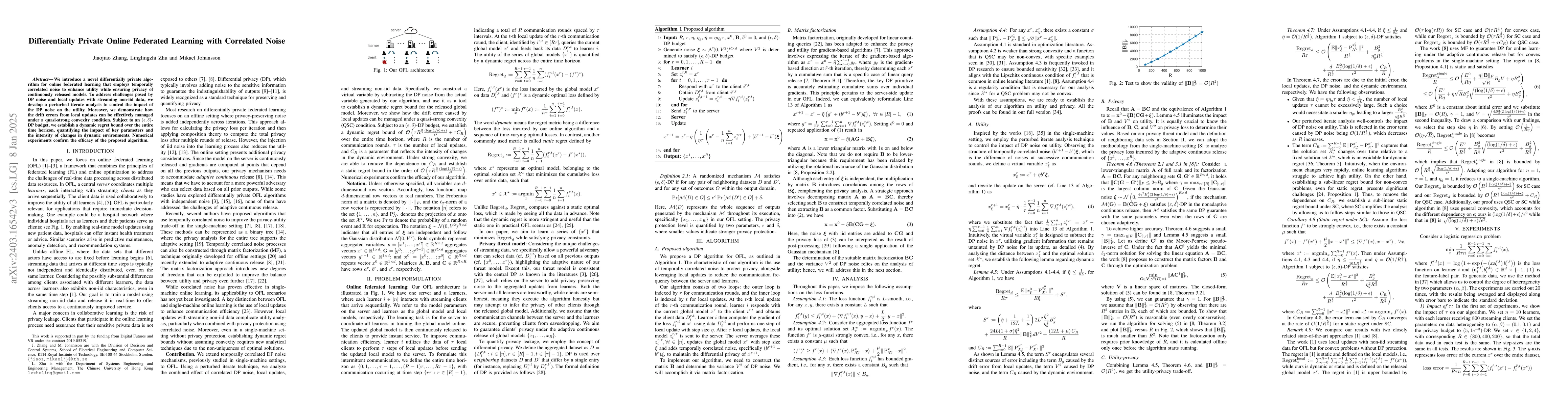 Thumbnail for Differentially Private Online Federated Learning with Correlated Noise