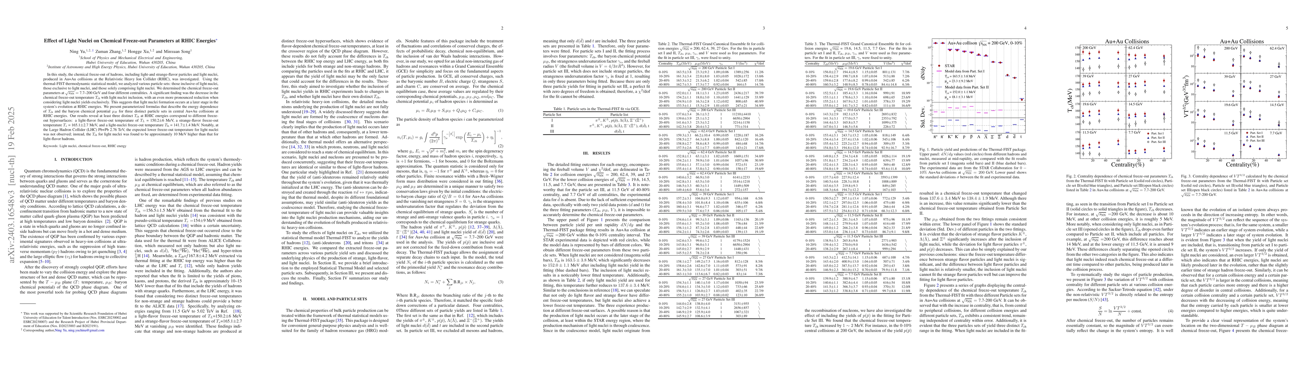 Thumbnail for The Effect of Light Nuclei on Chemical Freeze-out Parameters at RHIC
  Energy