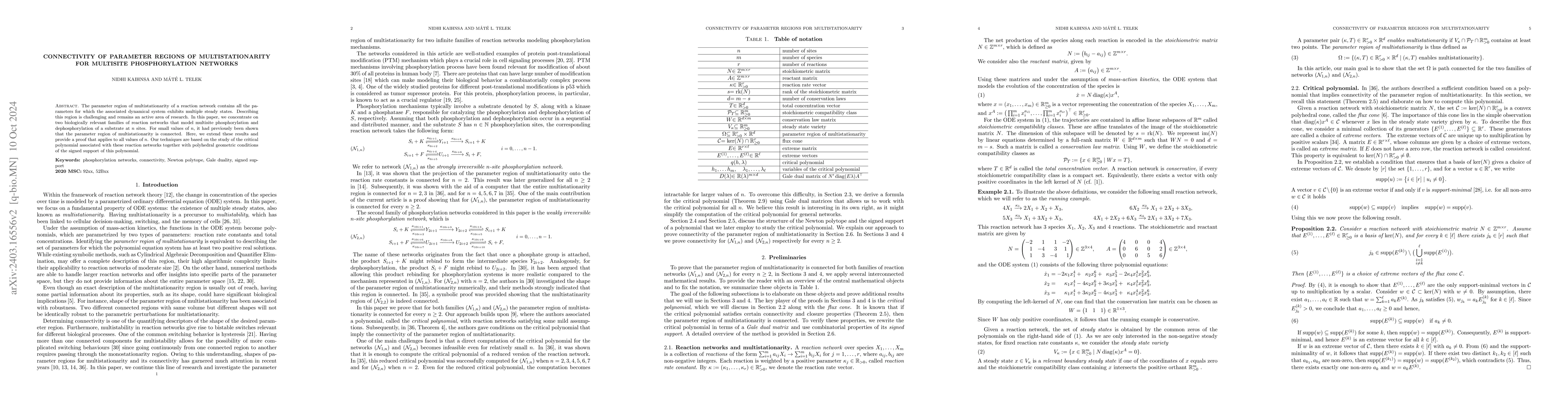 Thumbnail for Connectivity of Parameter Regions of Multistationarity for Multisite
  Phosphorylation Networks