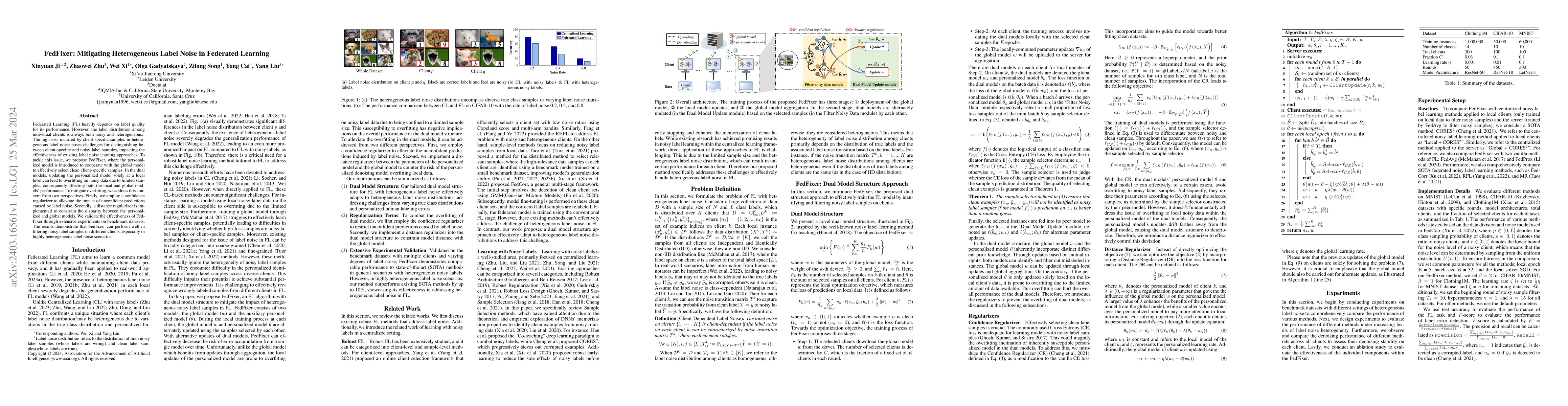 Thumbnail for FedFixer: Mitigating Heterogeneous Label Noise in Federated Learning